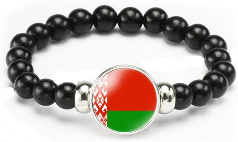 vmcoatdu National Flag Bracelet Elastic Rope Beaded Bracelet Support Your Country Travel Souvenir Gifts for Men Women - Image 1